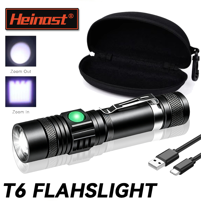 Outdoor Adventure Hiking - T6 LED 充電式懐中電灯、18650 ズーム可能なトーチ、キャップクランプ、ヘッドランプ、ペンクリップ、屋外キャンプ用ハンドヘルドワークライト