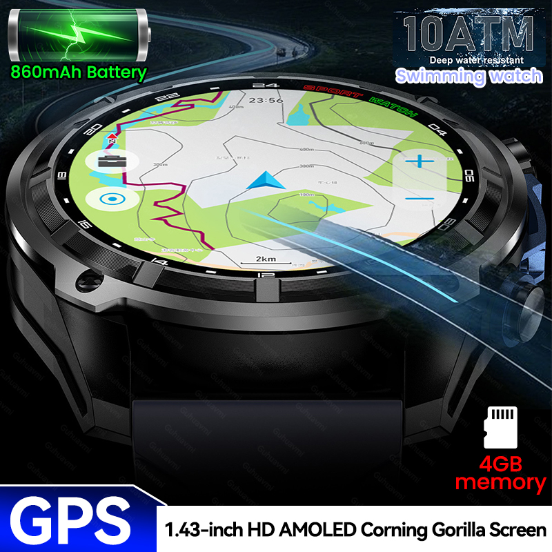 Outdoor Adventure Reservations - 新しい冒険 GPS メンズ スマートウォッチ 1.43インチ コーニング