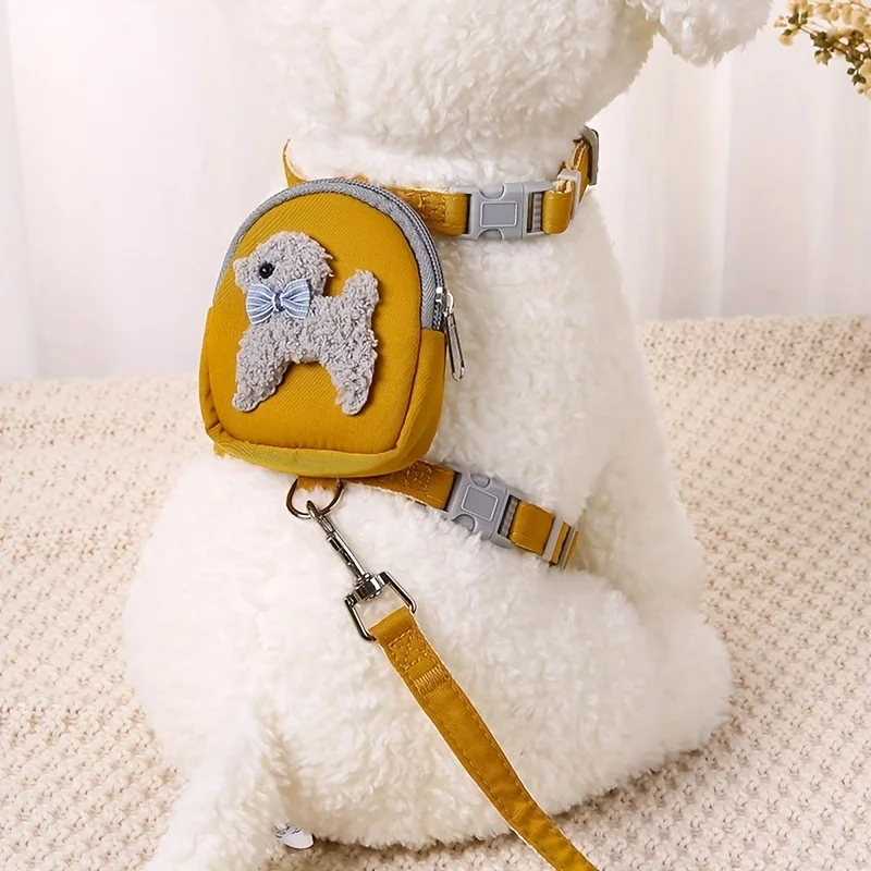Outdoor Adventure Backpack - 小型犬と中型犬用のバックパックとリード付きの調節可能なソフトペットベスト - アウトドアアドベンチャーやおやつの持ち運びに最適