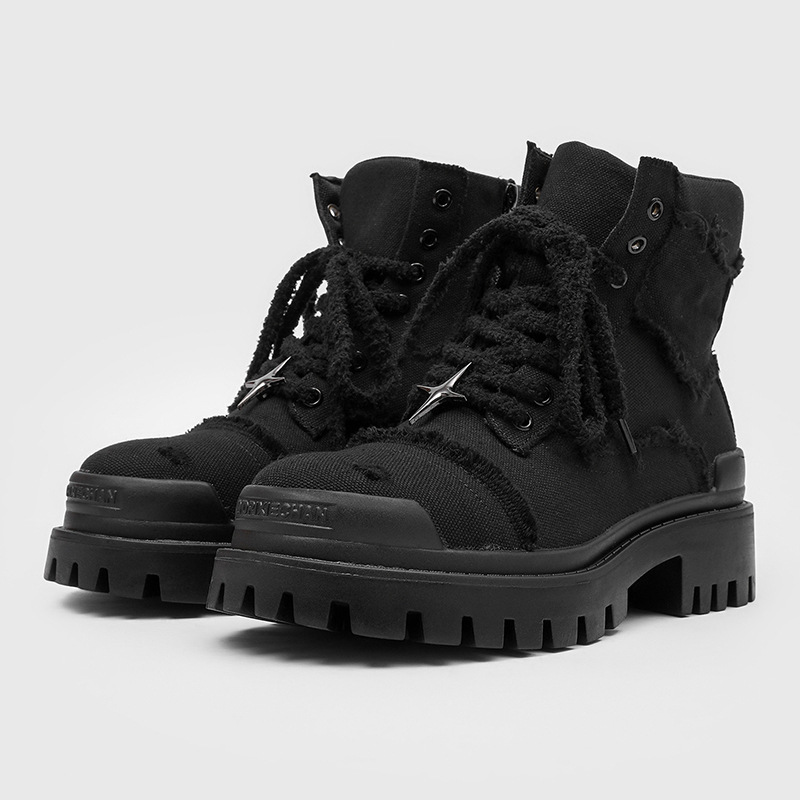 メンズハイカットプラットフォームブーツ厚底カジュアルワークブ - Outdoor Adventure Hiking のレビューと価格