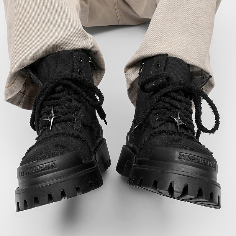 メンズハイカットプラットフォームブーツ厚底カジュアルワークブ - Outdoor Adventure Hiking のレビューと価格