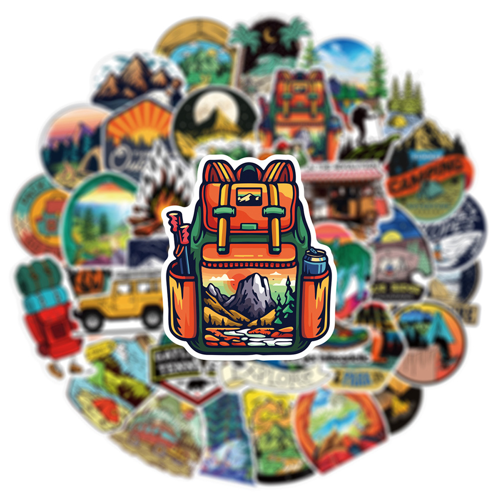 10/30/50/100 個漫画屋外キャンプハイキング風景ス - Outdoor Adventure Toys のレビューと価格