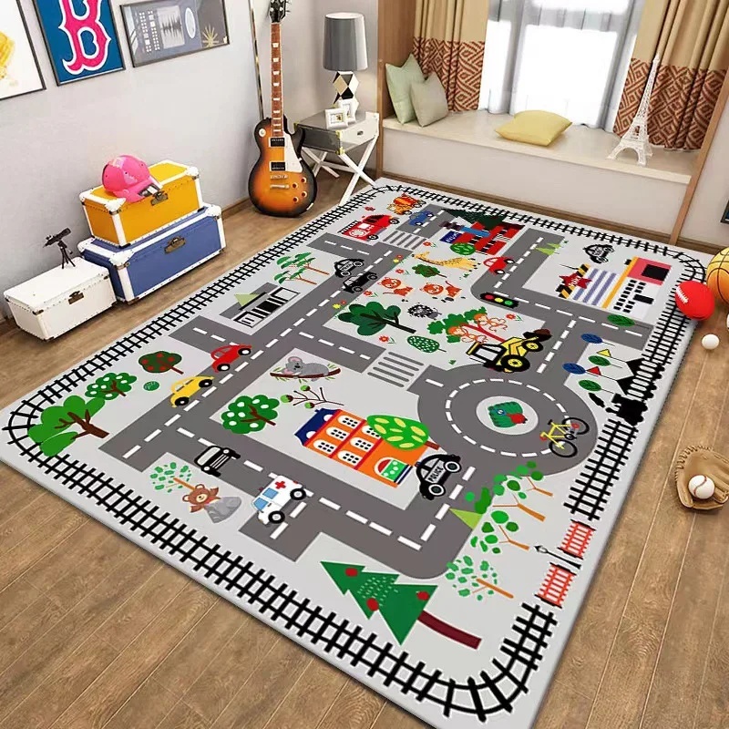 カラフルキッズシティマッププレイマットカーペット道路交通アド - Outdoor Adventure Toys のレビューと価格