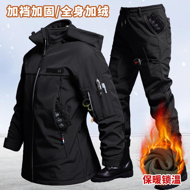 秋と冬のベルベット防水タクティカルジャケットとパンツセット男 - Outdoor Adventure Hiking のレビューと価格